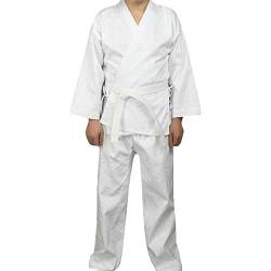 G-LIKE Karate Judo Anzug Kleidung - Kampfkunst Judogi Aikido Keikogi Jiu Jitsu Taekwondo Bando Kung Fu Outfit Training Uniform Kostüm Set Jacke Hose Freier Gürtel für Männer Frauen Kinder (130 cm) von G-LIKE