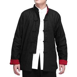 G-LIKE Kung Fu Herren Jacke - Traditionelle Chinesische Kampfkunst Tai Chi Qigong Wing Chun Shaolin Lange Ärmel Training Kleidung Doppelseitig Frühling Herbst Mantel Casual Look (Schwarz und Rot, L) von G-LIKE