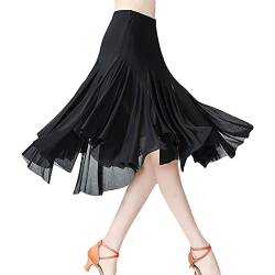 G-LIKE Moderner Tanz Damen Rock – Latein Tänze Walzer Tango Jazz Salsa Rumba Latin Performance Party Kostüm Dehnbar Midirock Gaze Tanzkleid für Frauen Mädchen (Schwarz) von G-LIKE