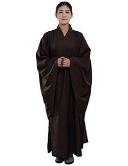 G-LIKE Mönch Buddhist Kostüm Robe - Chinesische Buddhistische Kleidung Kampfkunst Shaolin Wushu Kung Fu Langärmelige Uniform Unisex für Männer Frauen (Braun, 160cm) von G-LIKE