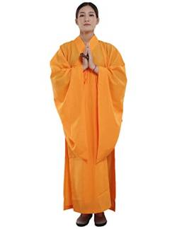 G-LIKE Mönch Buddhist Kostüm Robe - Chinesische Buddhistische Kleidung Kampfkunst Shaolin Wushu Kung Fu Langärmelige Uniform Unisex für Männer Frauen (Gelb, 160cm) von G-LIKE