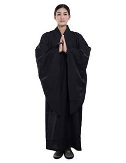 G-LIKE Mönch Buddhist Kostüm Robe - Chinesische Buddhistische Kleidung Kampfkunst Shaolin Wushu Kung Fu Langärmelige Uniform Unisex für Männer Frauen (Schwarz, 156cm) von G-LIKE