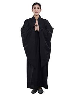 G-LIKE Mönch Buddhist Kostüm Robe - Chinesische Buddhistische Kleidung Kampfkunst Shaolin Wushu Kung Fu Langärmelige Uniform Unisex für Männer Frauen (Schwarz, 164cm) von G-LIKE