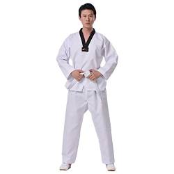 G-LIKE Taekwondo Anzug Uniform Outfit - Kampfsport Judo Gi Aikido Keikogi Karate Kung Fu Training Wettkampf Kleidung Jacke Hose Set Freier Gürtel für Männer Frauen Kinder (140 cm) von G-LIKE