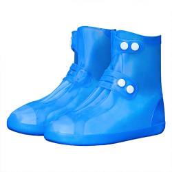 G-LIKE Wasserdicht Rutschfest Schuhbezug Zubehör - Outdoor Regen Schutz Ausrüstung Verschleißfest Stiefel Schuhüberzug Weich Faltbar Dichte Sohle Passform für Damen Herren (3XL, Blau (Mittelstiefel)) von G-LIKE