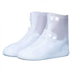G-LIKE Wasserdicht Rutschfest Schuhbezug Zubehör - Outdoor Regen Schutz Ausrüstung Verschleißfest Stiefel Schuhüberzug Weich Faltbar Dichte Sohle Passform für Damen Herren (XL, Weiß (Mittelstiefel)) von G-LIKE