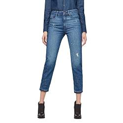 G-STAR RAW Damen 3301 Ultra High Straight Ripped 7/8-Length Jeans, Blau (medium aged destroy D07421-8973-3142), 28W / 30L von G-STAR RAW