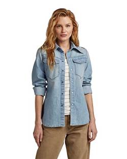 G-STAR RAW Damen 70'S Slim Denim Hemd, Blau (sun faded cadet blue D22916-D303-D897), S von G-STAR RAW