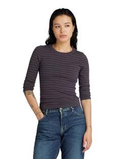 G-STAR RAW Damen Broken Stripe Lightweight Pullover , Mehrfarben (grey asphalt htr/salute stripe D24491-D563-G412), L von G-STAR RAW