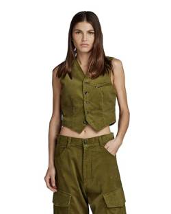 G-STAR RAW Damen Cord Weste Sleeveless, Grün (dark olive D24208-D405-C744), L von G-STAR RAW