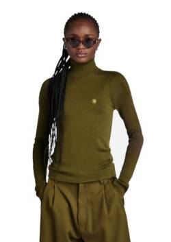 G-STAR RAW Damen Core Slim Turtle Knitted Pullover, Grün (dark olive D23678-B692-C744), L von G-STAR RAW