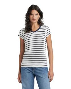 G-STAR RAW Damen Eyben Slim V-Neck Top, Mehrfarben (milk/sartho blue stripe D21314-D244-8096), L von G-STAR RAW