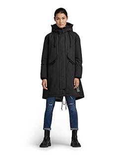 G-STAR RAW Damen Hooded Fishtail Parka, Schwarz (dk black D20128-A281-6484), M von G-STAR RAW