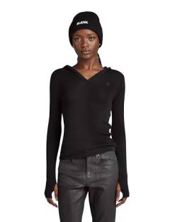 G-STAR RAW Damen Hooded Slim Knitted Pullover, Schwarz (dk black D23928-B692-6484), L von G-STAR RAW