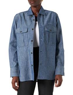 G-STAR RAW Damen Officer Boyfriend Hemd, Blau (rinsed starch press D21887-D186-D441), S von G-STAR RAW