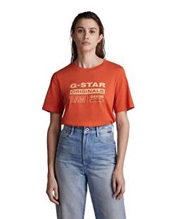 G-STAR RAW Damen Originals Label Regular T-Shirt, Rot (paprika D19953-4107-D116), S von G-STAR RAW