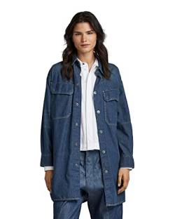 G-STAR RAW Damen Oversized Flap Pocket Hemd Evergreen, Blau (antique faded scuba blue D22921-D306-D888), M von G-STAR RAW