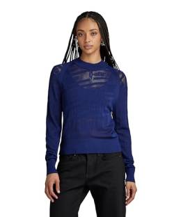 G-STAR RAW Damen Pointelle Text Knitted Pullover, Blau (ballpen blue D23924-B754-1822), L von G-STAR RAW