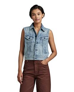 G-STAR RAW Damen Slim Denim Vest, Blau (sun faded air force blue D22582-B988-C947), S von G-STAR RAW