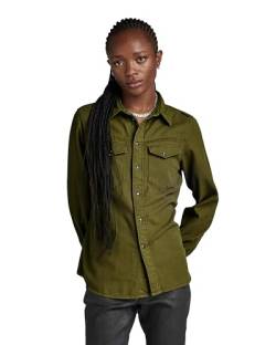 G-STAR RAW Damen Slim Hemd , Grün (dark olive gd D24229-D454-C793), L von G-STAR RAW