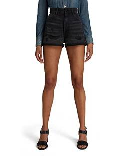 G-STAR RAW Damen Tedie Ultra High Shorts, Schwarz (worn in tar black restored D17274-C526-C271), 25 von G-STAR RAW