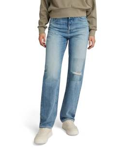 G-STAR RAW Damen Viktoria High Straight Jeans, Blau (faded ripped denali blue D23959-D499-G668), 27W / 32L von G-STAR RAW