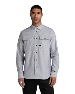 G-STAR RAW Herren CPO Regular Hemd, Mehrfarben (correct grey/white oxford D23583-C895-C760), L von G-STAR RAW