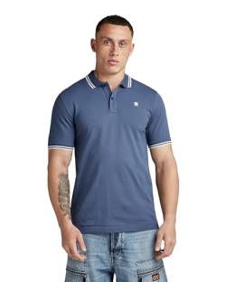 G-STAR RAW Herren Dunda Slim Stripe Poloshirt , Blau (vintage indigo D17127-5864-G278), S von G-STAR RAW