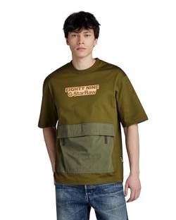 G-STAR RAW Herren Fabric Mix Boxy T-Shirt, Grün (dark olive D23876-C336-C744), XXL von G-STAR RAW