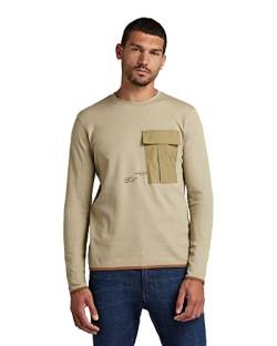 G-STAR RAW Herren Lightweight Slanted Pocket Sweater, Grün (lt moss D21192-C930-B249), S von G-STAR RAW