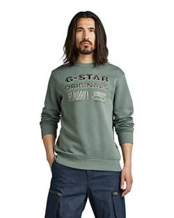 G-STAR RAW Herren Originals Stamp Sweatshirt, Grün (grey moss D22319-A971-4752), S von G-STAR RAW