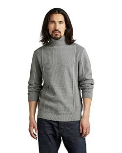 G-STAR RAW Herren Structure Knitted Turtleneck Pullover, Mehrfarben (medium grey htr D22532-D239-8073), M von G-STAR RAW