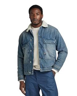 G-STAR RAW Herren Utility Flap Pocket Sherpa Jacke, Blau (antique faded blue agave D23595-D436-G129), L von G-STAR RAW