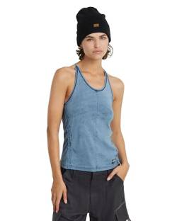 G-Star RAW Women's Gathered Slim Tank top wmn T-Shirt, Blau (Sun Faded Indigo D24652-D604-B503), Large von G-STAR RAW