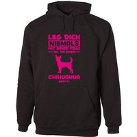 G-graphics Hoodie Leg dich niemals mit einer Frau an, die einen Chihuahua besitzt mit trendigem Frontprint, Aufdruck auf der Vorderseite, Spruch/Sprüche/Print/Motiv, für jung & alt von G-graphics