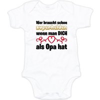 G-graphics Kurzarmbody Baby Body - Wer braucht schon Superhelden, wenn man DICH als Opa hat mit Spruch / Sprüche • Babykleidung • Geschenk zum Vatertag / zur Geburt / Taufe / Babyshower / Babyparty • Strampler von G-graphics