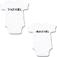 G-graphics Kurzarmbody Double & Trouble (Zwillingsset / Twinset, 2-tlg., Baby-Body-Set) für Zwillinge / Twins mit Sprüchen von G-graphics