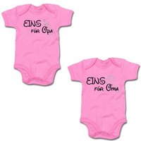 G-graphics Kurzarmbody Eins für Oma & Eins für Opa (Zwillingsset / Twinset, 2-tlg., Baby-Body-Set) für Zwillinge / Twins mit Sprüchen von G-graphics