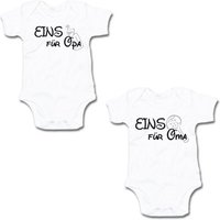 G-graphics Kurzarmbody Eins für Oma & Eins für Opa (Zwillingsset / Twinset, 2-tlg., Baby-Body-Set) für Zwillinge / Twins mit Sprüchen von G-graphics