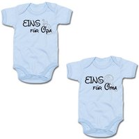 G-graphics Kurzarmbody Eins für Oma & Eins für Opa (Zwillingsset / Twinset, 2-tlg., Baby-Body-Set) für Zwillinge / Twins mit Sprüchen von G-graphics