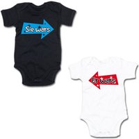 G-graphics Kurzarmbody Er wars & Sie wars (Zwillingsset / Twinset, 2-tlg., Baby-Body-Set) für Zwillinge / Twins mit Sprüchen von G-graphics