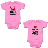 G-graphics Kurzarmbody I am the bad Twin & I am the good Twin (Zwillingsset / Twinset, 2-tlg., Baby-Body-Set) für Zwillinge / Twins mit Sprüchen von G-graphics