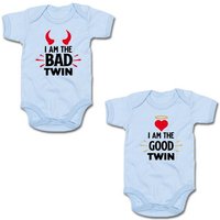 G-graphics Kurzarmbody I am the bad Twin & I am the good Twin (Zwillingsset / Twinset, 2-tlg., Baby-Body-Set) für Zwillinge / Twins mit Sprüchen von G-graphics
