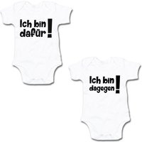 G-graphics Kurzarmbody Ich bin dafür! & Ich bin dagegen! (Zwillingsset / Twinset, 2-tlg., Baby-Body-Set) für Zwillinge / Twins mit Sprüchen von G-graphics