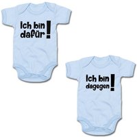 G-graphics Kurzarmbody Ich bin dafür! & Ich bin dagegen! (Zwillingsset / Twinset, 2-tlg., Baby-Body-Set) für Zwillinge / Twins mit Sprüchen von G-graphics