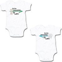 G-graphics Kurzarmbody Ich bin unschuldig! – Er wars & Er wars (Zwillingsset / Twinset, 2-tlg., Baby-Body-Set) für Zwillinge / Twins mit Sprüchen von G-graphics