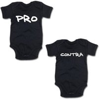 G-graphics Kurzarmbody Pro & Contra (Zwillingsset / Twinset, 2-tlg., Baby-Body-Set) für Zwillinge / Twins mit Sprüchen von G-graphics