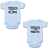 G-graphics Kurzarmbody Twin Baby A & Twin Baby B (Zwillingsset / Twinset, 2-tlg., Baby-Body-Set) für Zwillinge / Twins mit Sprüchen von G-graphics