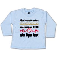 G-graphics Longsleeve Wer braucht schon Superhelden, wenn man DICH als Opa hat Baby Sweater, Baby Longsleeve T, mit Spruch / Sprüche, mit Print / Aufdruck, Geschenk zu jedem Anlass von G-graphics