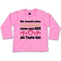 G-graphics Longsleeve Wer braucht schon Superhelden, wenn man DICH als Tante hat Baby Sweater, Baby Longsleeve T, mit Spruch / Sprüche, mit Print / Aufdruck, Geschenk zu jedem Anlass von G-graphics